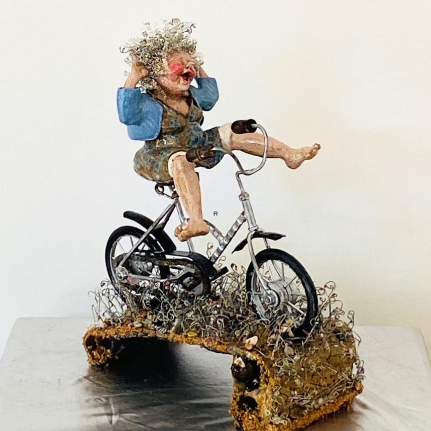 'Go Grandma' Happy Granny on a Bike Sculpture. - Image 3