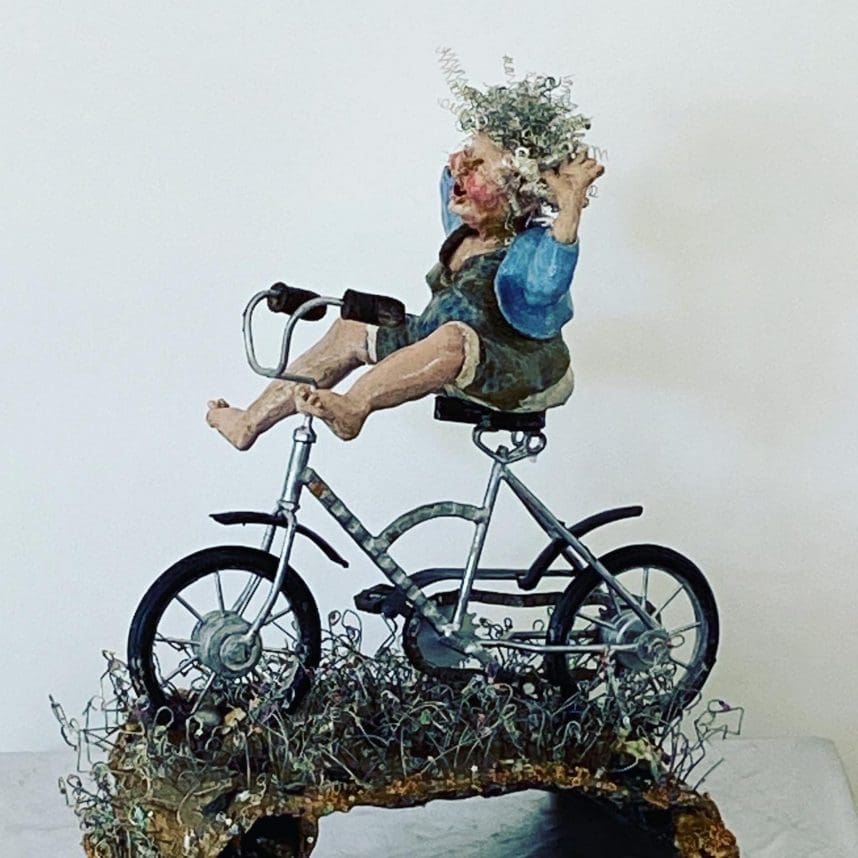 'Go Grandma' Happy Granny on a Bike Sculpture. - Image 4