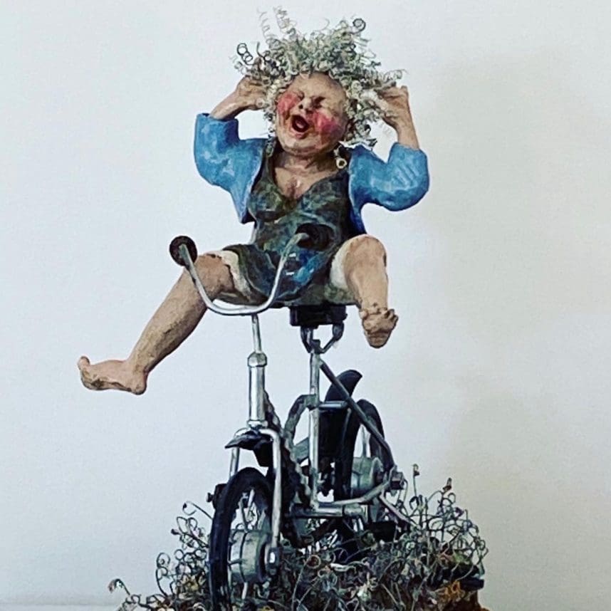 'Go Grandma' Happy Granny on a Bike Sculpture. - Image 10