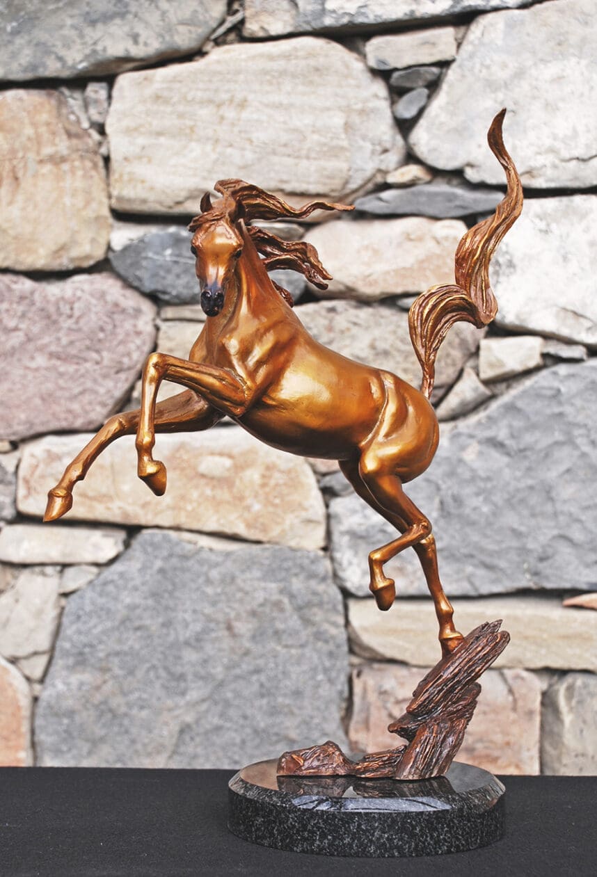 Sunshine Dancer (Bronze Small Prancing Horse Sculpture - Image 2